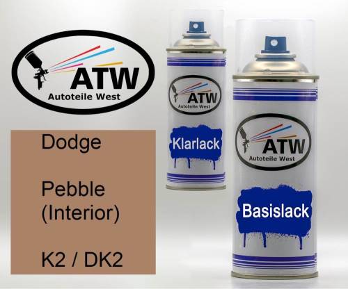 Dodge, Pebble (Interior), K2 / DK2: 400ml Sprühdose + 400ml Klarlack - Set, von ATW Autoteile West.